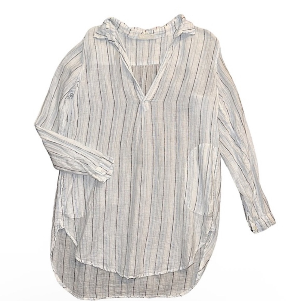 Anthropologie White Striped Top